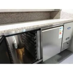 BANCO PIZZERIA REFRIGERATO PROF. 80 CM CON CASSETTIERA NEUTRA E VETRINA REFRIGERATA-CLASSE ENERGETICA A -Macchine del Gusto banco pizzeria classe energetica a 2