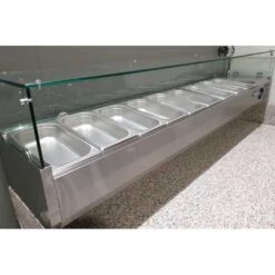 BANCO PIZZERIA REFRIGERATO PROF. 80 CM CON CASSETTIERA NEUTRA E VETRINA REFRIGERATA-CLASSE ENERGETICA A -Macchine del Gusto banco pizzeria classe energetica a 4