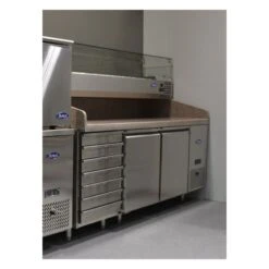 BANCO PIZZERIA REFRIGERATO PROF. 80 CM CON CASSETTIERA NEUTRA E VETRINA REFRIGERATA-CLASSE ENERGETICA A -Macchine del Gusto banco pizzeria classe energetica a 6