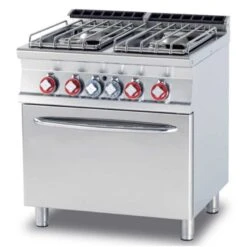 CUCINA 4 FUOCHI Con FORNO A GAS Statico GN 2/1