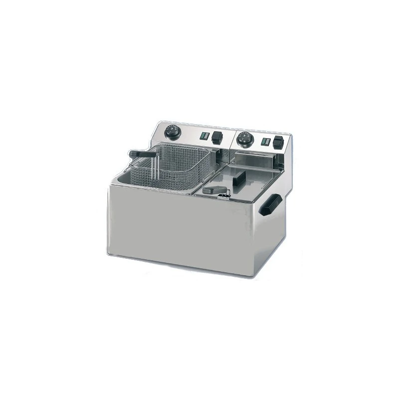 FRIGGITRICE BAR ELETTRICA DOPPIA 4+7 litri Monofase FRIGGITRICE BAR ELETTRICA DOPPIA 4+7 Litri Monofase -Macchine del Gusto friggitrice bar elettrica doppia 47 litri monofase