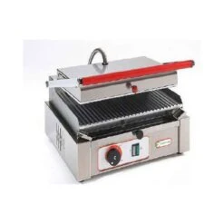 PIASTRA PER PANINI SINGOLA IN ACCIAIO CROMATO CON COPERCHIO