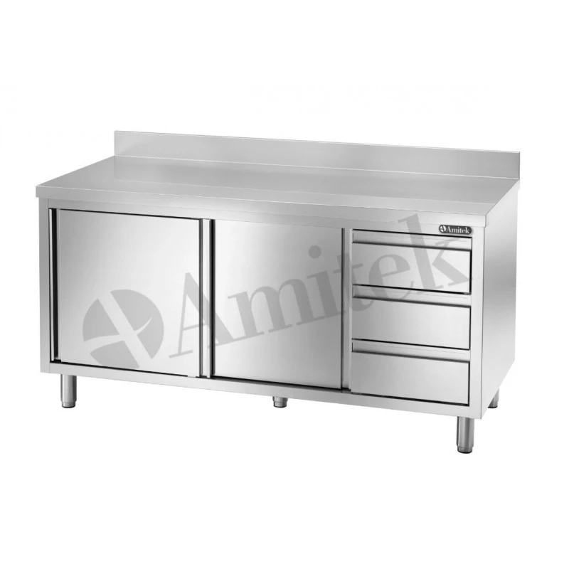 TAVOLO ARMADIO CON CASSETTI A DESTRA 1800x700x850h TAVOLO ARMADIO CON CASSETTI A DESTRA 1800x700x850h -Macchine del Gusto tavolo armadio con cassetti a destra 1800x700x850h 1