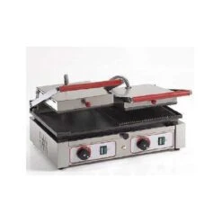 PIASTRA PER PANINI DOPPIA IN GHISA SMALTATA CON COPERCHIO -Macchine del Gusto tostiera grill piastra doppia in ghisa smaltata 2