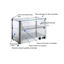 VETRINA RISCALDATA 3 PIANI - Lunghezza 57cm -Macchine del Gusto vetrina 3 piani riscaldata l57 2